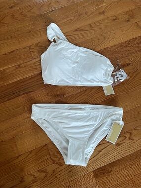 MICHAEL Michael Kors White One-Shoulder Bikini Set